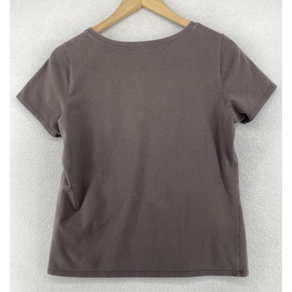 EILEEN FISHER Top M Stretch Organic Cotton Jersey Crewneck Short Sleeve Gray USA - Picture 3 of 10